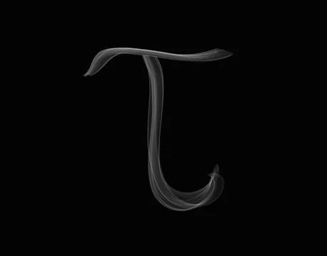 Realistic smoke shape with tau alphabet spreading on dark background 스톡 사진
