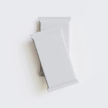 Realistic snack packaging white color on white background rendering 3D illus Illustrazione stock