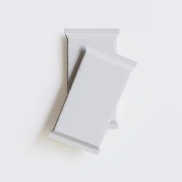 Realistic snack packaging white color on white background rendering 3D illus Иллюстрация