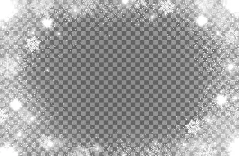 Realistic snow flakes oval frame vector border Illustrazione stock