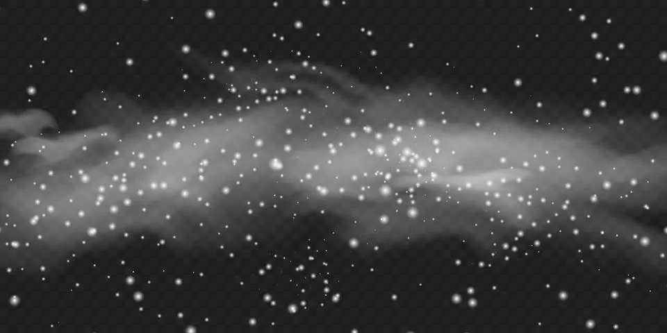 Realistic snowfall cloud effect. White snow cloud with blizzard on transparent Stock Illustration