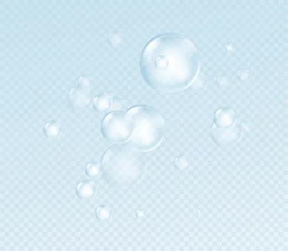 Realistic soap bubble isolated on transparent background. Real transparency Stock Illustration