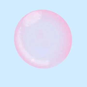 Realistic soap bubble or bubble gum isolated on blue background. Stock Illustration