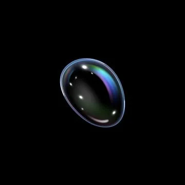 Realistic soap bubble with rainbow reflection, vector glossy 3D volume round 스톡 일러스트