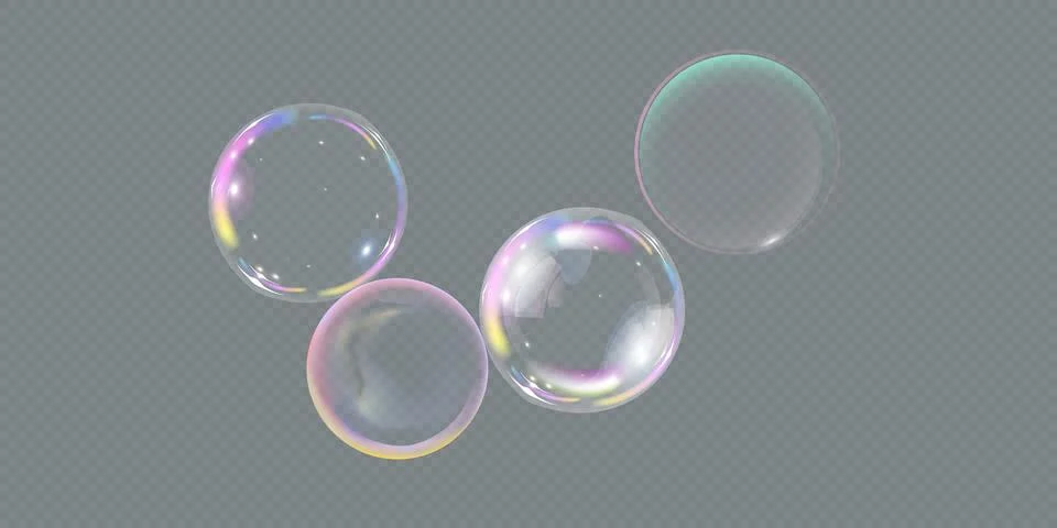 Realistic soap bubbles. bubbles on a transparent background. Stock Illustration