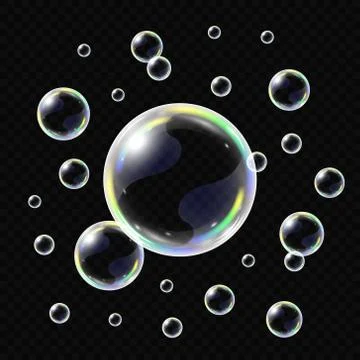 Realistic soap bubbles isolated Stockillustratie