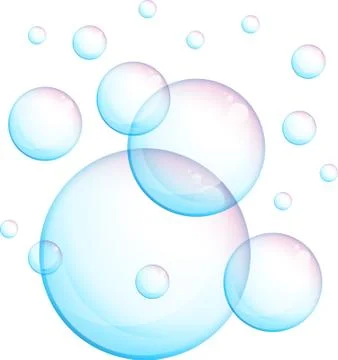 Realistic soap bubbles with rainbow reflection set isolated vector illustration Stock-Illustration