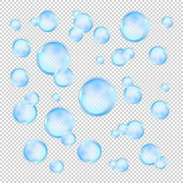 Realistic soap bubbles with rainbow reflection set isolated vector illustrati Stock Illustration