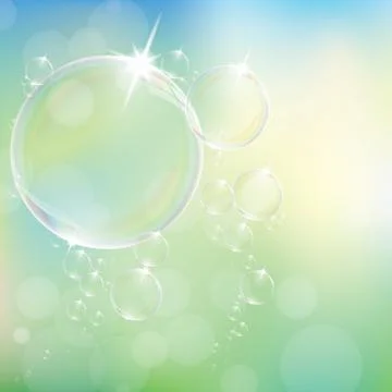 Realistic soap bubbles with rainbow reflection set isolated eps10 vector illu Stock Illustration