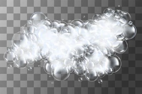 Realistic soap bubbles with rainbow reflection set isolated vector illustrati Stock Illustration