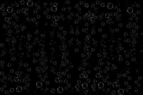 Realistic soap bubbles set isolated on the black background. Stock Illustration