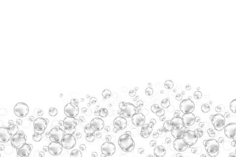 Realistic soap bubbles set isolated on the white background Stock Illustration