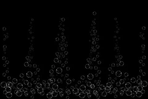 Realistic soap bubbles set isolated on the black background. Stock Illustration