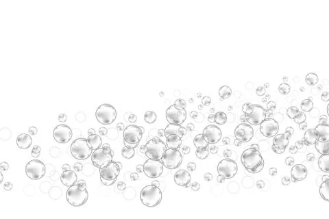 Realistic soap bubbles set isolated on the white background. 스톡 일러스트