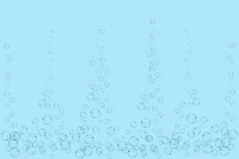 Realistic soap bubbles set isolated on the blue water Stock Illustration