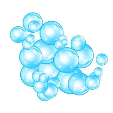Realistic soap bubbles set isolated on the white background. Stock Illustration