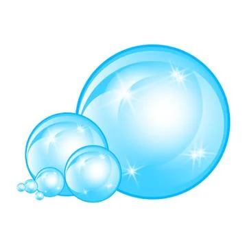 Realistic soap bubbles set isolated on the white background. イラスト素材