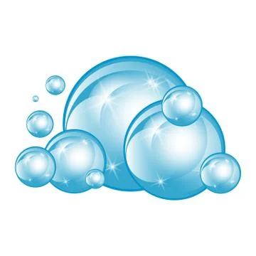 Realistic soap bubbles set isolated on the white background. Stock Illustration