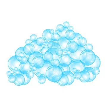 Realistic soap bubbles set isolated on the white background. Stock Illustration