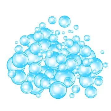 Realistic soap bubbles set isolated on the white background. Stock Illustration