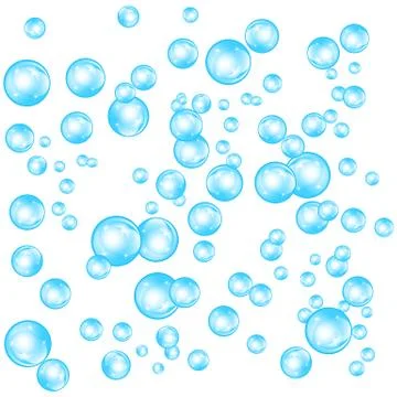 Realistic soap bubbles set isolated on the white background Stock Illustration