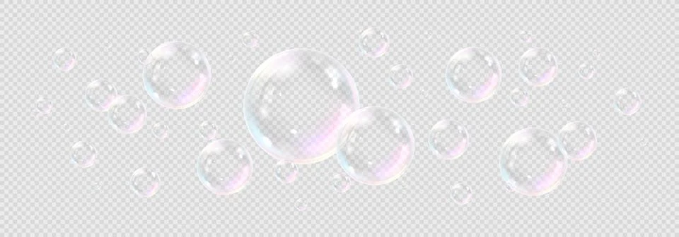 Realistic soap bubbles template Stock Illustration
