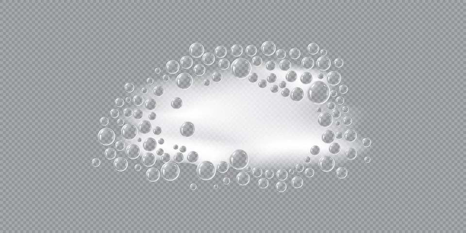 Realistic soap foam with bubbles vector illustration, a mass of small bubbles Stock Illustration