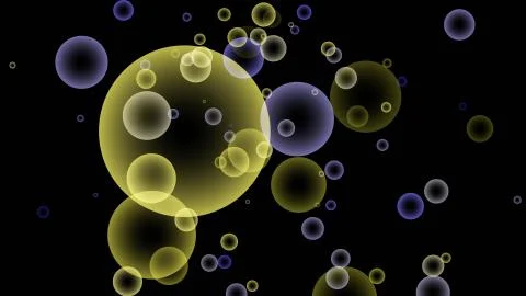 Realistic soapy colorful bubbles with black background Stock Illustration