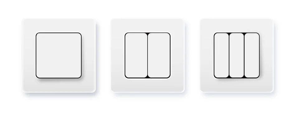 Realistic socket and switch. Interior wall outlets or electric connectors Stock Illustration