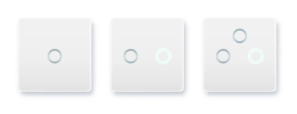 Realistic socket and switch. Interior wall outlets or electric connectors Stock Illustration