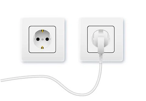 Realistic socket and switch. Interior wall outlets or electric connectors Stock Illustration