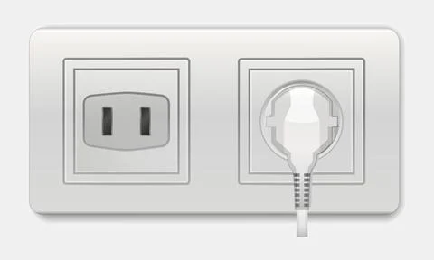Realistic socket. USA, Canada socket vector illustration. Adapters. Isolated Stock Illustration