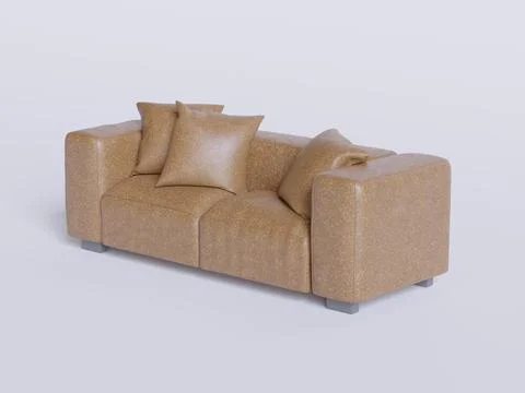 Realistic sofa rendered 3D software and realistic texture Stock Illustration