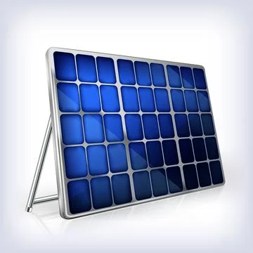 Realistic solar panel. 3d vector illustration of green energy battery Stock Illustration