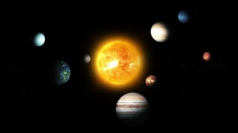 Realistic Solar System Animation with Planets Orbiting the Sun Video stock 317856328