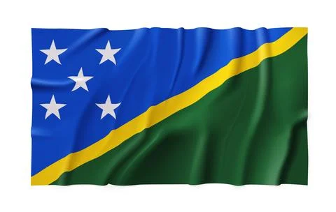 Realistic Solomon Islands country flag isolated on a transparent background. Stock Illustration