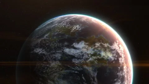 Realistic space exoplanet animation with landscape and atmosphere in deep space. Stock Footage 306096825