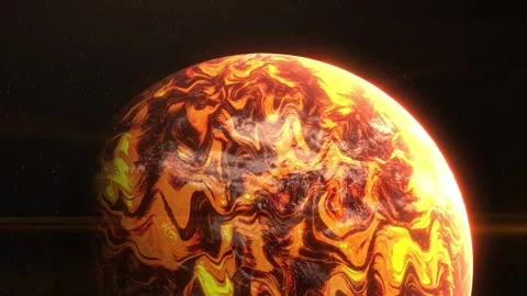 Realistic space planet animation with volcanic lava in deep space. Stock Footage 304608142
