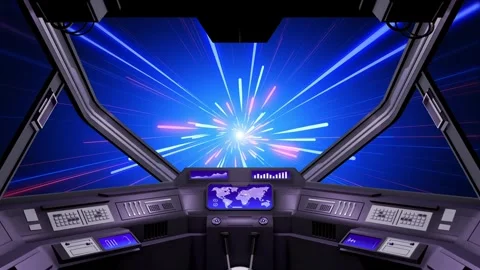 Realistic spaceship with hyper space speed line. Stock Footage 240415842