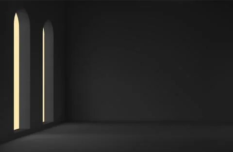 Realistic spacious 3d room with large windows. Empty room. vector illustration 스톡 일러스트