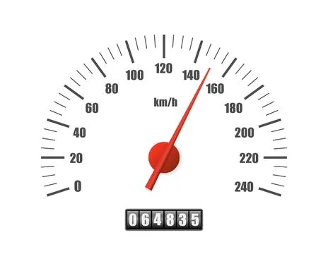 Realistic speedometer isolated on transparent background. Sport car odometer Stock Illustration