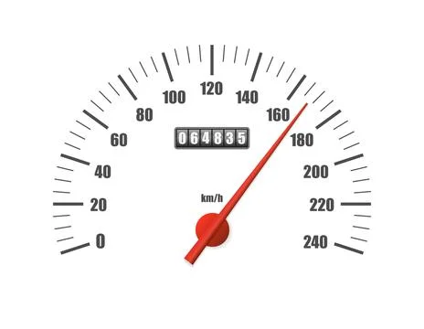 Realistic speedometer isolated on transparent background. Sport car odometer Stock Illustration