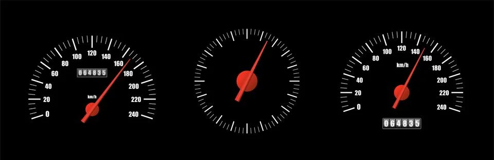 Realistic speedometers pack isolated Stock Illustration