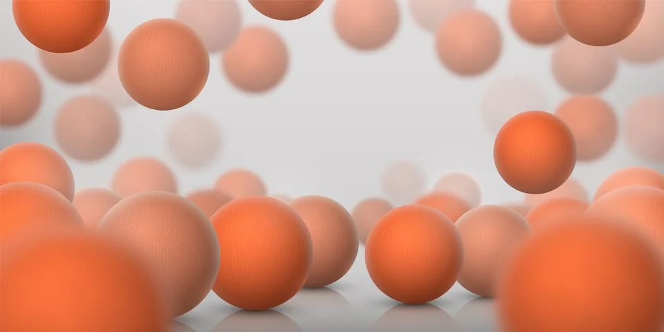 Realistic sphere background. 3D abstract spheres with reflections for science Illustrazione stock