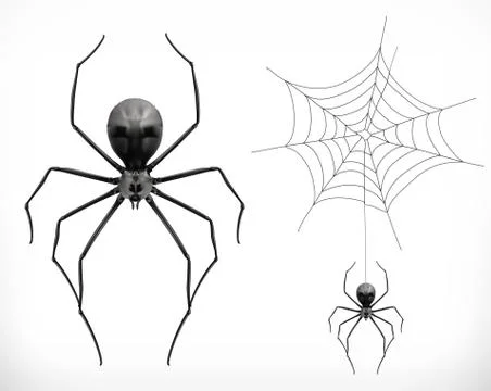 Realistic spider, halloween. 3d vector icon Иллюстрация