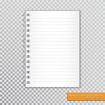 Realistic spiral notepad blank on transparent background. Vector. Stock Illustration