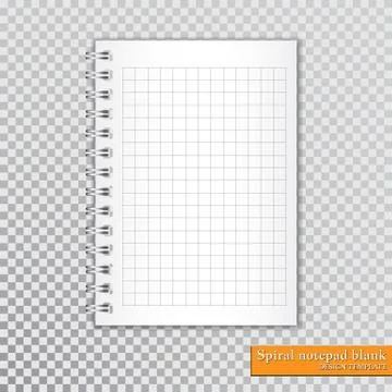 Realistic spiral notepad blank on transparent background. Vector. Stock Illustration