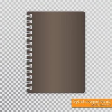 Realistic spiral notepad blank on transparent background. Vector. Stock Illustration