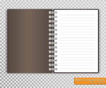 Realistic spiral notepad blank on transparent background. Vector. 스톡 일러스트
