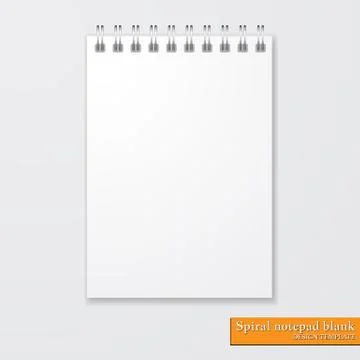 Realistic spiral notepad blank on white background. Vector. 스톡 일러스트